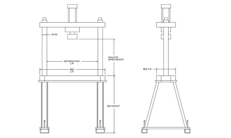 2 Post Column Press with non-rotation RAM and without tool plate 140 ton