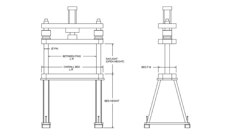 3 ton 2 Post Column Press with Precision Guided platen